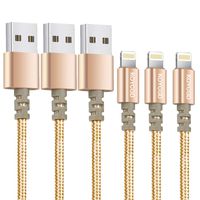 KOYCGD,Nylon Braided USB Cable 3PACK (6FT) Phone Charger Fast Charging Cable Cord Compatible Phone 8/8 Plus/7/7 Plus/6/6s/6 plus/6s Plus/ 5s/5c, Pad, Pod and More (3 Pack Gray)