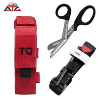 ATG Tactical Tourniquet & Trauma Medical Shear Pouch MOLLE PALS Duty Belt Loop EMT EMS (Red Combo)