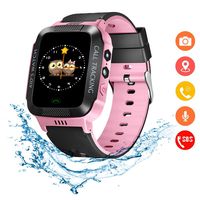 Kids Smartwatch with GPS Tracker IP67 Waterproof Smart Watch for Kids, Toddlers Phone Watch with Alarm Clocks (Black and Pink)
