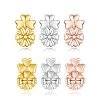 3 Pairs Upgraded Earring Backs Heavy Earring Lifts Support of Adjustable Hypoallergenic Ear Backs Lifters Clutches for Droopy Ears (Gold Plated, Sterling Silver, Rose Gold - Clover Style)