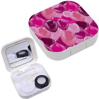 Portable Contact Lens Case Box Travel Kit Mirror + Bottle + Tweezers Container Holder [ Flying Glowing Balloons Colorful ]