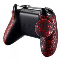 eXtremeRate Textured Red Back Panels, Comfortable Non-Slip Side Rails, 3D Splashing Handles, Game Improvement Replacement Parts for Microsoft Xbox One X & One S Controller