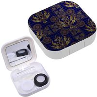 Portable Contact Lens Case Box Travel Kit Mirror + Bottle + Tweezers Container Holder [ Golden ]