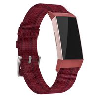 adepoy Compatible with Fitbit Charge 3 Bands for Women Men, Soft Breathable Woven Fabric Adjustable Replacement Wristbands for Fitbit Charge 3/Fitbit Charge 3 Special Edition, Red