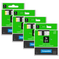 Replace Refill Dymo D1 Labels Tape 6mm Black on Clear 43610 Labeling Tape,1/4 Inch x 23 Feet(7m), Compatible for DYMO LabelManager PnP 260P 210D 280 420P 160 450D 360D 500TS Label Maker,4 Cartridge