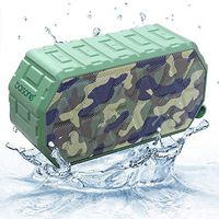 Barsone Portable Wireless Bluetooth Waterproof Speaker, Built-in Mic, Dual-Driver IPX6 Shockproof/Dustproof Speaker with Superior Sound for Camping, Hiking, Biking, Home, Beach - Camouflage