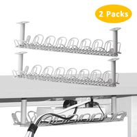 2 Packs Cable Management Tray, 14 inches Under Desk Cable Organizer for Wire Management, Heavy Metal Wire Cable Tray for Desks, Offices, and Kitchens (Gray)