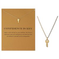 Clavicle Necklace with Blessing Gift Card, Small Dainty Gold Key Pendant Chain, Classy Costume Choker Jewelry Favors
