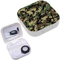 Portable Contact Lens Case Box Travel Kit Mirror + Bottle + Tweezers Container Holder [ Classic Woodland Camo ]