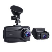 AUKEY 1080P Dual Dash Cams with 2.7" Screen, Full HD Front and Rear Camera, 6-Lane 170° Wide-Angle Lens, G-Sensor, and Dual-Port Car Charger