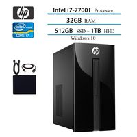 2019 HP Premium Flagship Pavilion 460 Desktop Computer, Intel Quad-Core i7-7700T up to 3.8GHz, 32GB DDR4 SDRAM, 512GB SSD + 1TB HDD, WINS 10 w/Accessories