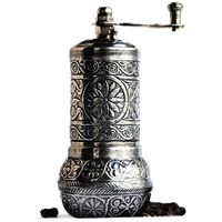 Bazaar Anatolia Pepper Mill, Spice Grinder, Pepper Grinder, Turkish Grinder (Dark Silver, 4.2")