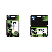 HP 902 Black, Cyan, Magenta & Yellow Ink Cartridges, 4 Cartridges (T6L98AN, T6L86AN, T6L90AN, T6L94AN) & 902 Black Ink Cartridge (T6L98AN), 2 Cartridges (3YN96AN)