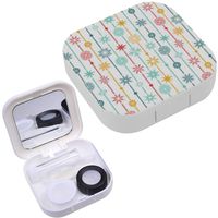 Portable Contact Lens Case Box Travel Kit Mirror + Bottle + Tweezers Container Holder [ Christmas Garland ]