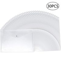 30pcs Plastic Envelopes, Clear Reusable Poly Envelope Waterproof File Folder with Snap Button, US Letter/A4 Size