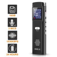 Digital Voice Activated Recorder，16GB Mini Sound Audio Recorder for Meetings, Classes,Lectures, Interviews, Portable USB Dictaphone with Noise Reduction, Rechargeable (Black)