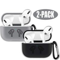 ADWLOF Compatible for AirPods Pro Case, Wireless Charging Supporting, Shockproof Protective Silicone Cover Skin for AirPods Pro Charging Case Series 3,Black&Gray