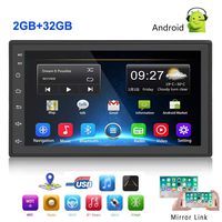 Double Din Car Stereo Android 8.1 Car Radio Bluetooth Indash 7'' HD 1080P 2.5D Tempered Glass Touch Screen Car Audio 2G+32G Support WiFi GPS Navigation FM USB AUX Rear Camera Android/iOS Mirror Link