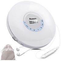 Rechargeable Portable CD Player for Car, Personal Disc CD Player with 12h Playing Time, LED Backlit Display, Supper Anti-Skip, 3.5mm AUX Cable