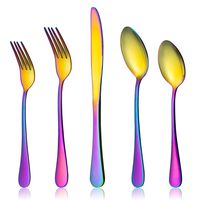 Rainbow Flatware Cutlery Set, LIANYU 20-Piece Stainless Steel Colorful Silverware Set for 4, Tableware Eating Utensils, Mirror Finish, Dishwasher Safe
