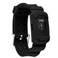 JIELIELE Compatible Charge2 Bands, Rugged Protective Case Replacement Watch Band Strap Compatible Fitbit Charge 2 (Black 2)