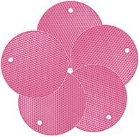 Silicone Pot Holder, New 5 Pcs Trivet MAT, HOT Pads, Heat Resistant Coasters, Cup Insulation Mat, Tableware Insulation Pad Potholders, Non-Slip Mat, Flexible (Pink)