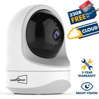 WiFi Camera with Free 32G MicroSD Card, WallQmer 2019 Autumn Design, Baby Monitor, 1080P, Pan/Tilt/Zoom, Night Vision, Motion Alerts, 2 Way Audio, Cloud/SD Card Storage for Pets/Kids/Nanny/Security