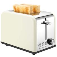 Toaster 2 Slice, Retro Small Toaster with Bagel, Cancel, Defrost Function, Extra Wide Slot Compact Stainless Steel Toasters for Bread Waffles, Cream