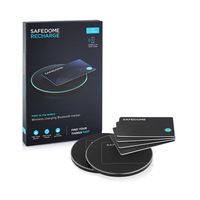 Safedome Recharge Bluetooth Tracking Card x 4 with Wireless Charging Pad, Water-Resistant and Rechargeable Slim Bluetooth Finder for Lost Phone, Bag, Wallet, and Purse, Free Companion App