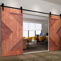 12ft Sliding Barn Door Hardware Kit,Hardware for Barn Doors Antique Style,Slide Smoothly Quietly,Factory Outlet Upgraded Version Quality Carbon Steel-(J Shape Hanger,Double Door;Black)