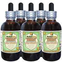 American Ginseng (Panax Quinquefolius) Glycerite, Dried Root Alcohol-Free Liquid Extract (Brand Name: HerbalTerra, Proudly Made in USA) 5x2 fl.oz (5x60 ml)