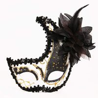 Masquerade Mask Cut Metal Masks Mardi Gras Halloween Masks for Women Makeup Party Halloween Cospay (Black)