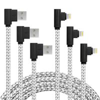 3 Pack for iPhone Fast Speedy 90 Degree Charging Nylon Braided USB Cord Compatible for iPhone Xs/XS MAX/XR/X / 8/7 / 6 Plus, iPad, Carplay (Gray White, 10FT)
