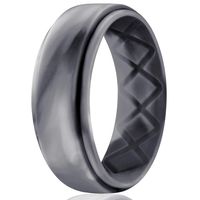 Egnaro Silicone Wedding Ring for Men, Breathable Mens' Rubber Wedding Bands, Size 8 9 10 11 12 13, for Crossfit Workout