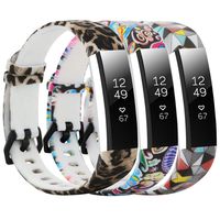 Baaletc Cute Rubber Replacement Accessory Watch Band/Wristband Bracelet Strap with Stainless Steel Buckle for Fitbit Alta, Fitbit Alta HR Fitness Trackers, One Size(Leopard/Peacock/Geometric Design)