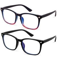 GEKKALE Blue Light Blocking Computer Glasses Square Nerd Eyeglasses Frame Anti Eye Strain Headache Computer Reading Glasses UV400 Transparent Lens