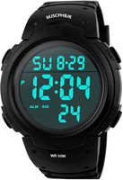 MJSCPHBJK Mens Digital Sports Watch, Waterproof LED Screen Large Face Military Watches and Heavy Duty Electronic Simple Army Watch with Alarm, Stopwatch, Luminous Night Light - Black
