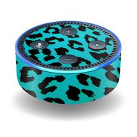 MightySkins Skin Compatible with Amazon Echo Dot (2nd Gen) - Teal Leopard | Protective, Durable, and Unique Vinyl Decal wrap Cover | Easy to Apply, Remove, and Change Styles | Made in The USA
