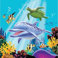 Creative Converting Ocean Party 16 Count 3-Ply Paper Lunch Napkins - 463278