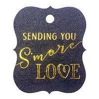 Summer-Ray 50pcs Gold Foil Hot Stamping Sending You S'More Love Wedding Favor Gift Tags (Shimmered Black, Little Violin)