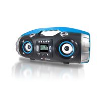 AXESS PBBT2709 Portable Bluetooth FM Radio/CD/MP3/USB/SD Heavy Bass Boombox (Blue)