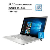 2020 HP Envy 17.3 Inch Touchscreen FHD 1080P Laptop, Intel 4-Core i7-8550U up to 4.0GHz, NVIDIA MX150 2GB, 32GB DDR4 RAM, 1TB SSD, Backlit Keyboard, DVD, HDMI, Windows 10 (Renewed)