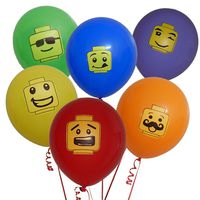 Gift Boutique 48 Building Block Party Balloons 6 Colors in 6 Fun Characters Brick Theme Birthday Supplies Favors Decorations Pack
