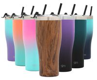 Simple Modern 32oz Slim Cruiser Tumbler with Straw & Closing Lid Travel Mug - Gift Double Wall Vacuum Insulated - 18/8 Stainless Steel Water Bottle Pattern: Wood Grain