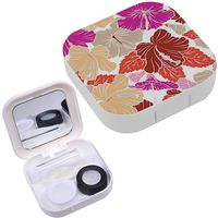 Portable Contact Lens Case Box Travel Kit Mirror + Bottle + Tweezers Container Holder [ Aloha Hawaiian ]