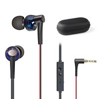 Phone Earphone, in Ear Bass Earbuds with Case, Noise Isolating Headphones with Volume Control Microphone Flat Cord for iPhone IPad iPod Android Smartphones Tablets Laptop MP3/4 - Blue