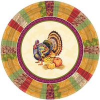 Hanna K. Signature Collection 8-PackFall Turkey Round Paper Plates, 10.25-Inch