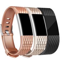 Amzpas for Fitbit Charge 2 Bands, 3 Pack, Small Large Adjustable Replacement Accessory Wristbands Bracelet for Fitbit Charge 2 Women & Men (#Special:Bronze+Champagne+Black, Large)