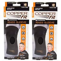 New Copper Fit Knee Sleeve, Men & Women for Compression, Flexibility, Anti-Odor-Size XL- 16"-18" - Total 2 Knee Sleeves