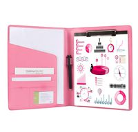 Padfolio Portfolio Folder with Pen - Geila PU Leather Resume Portfolio - Interview/Legal Document Organizer & Business Card Holder for Business School Office Conference - 8.5 x11In Writing Pad, Pink